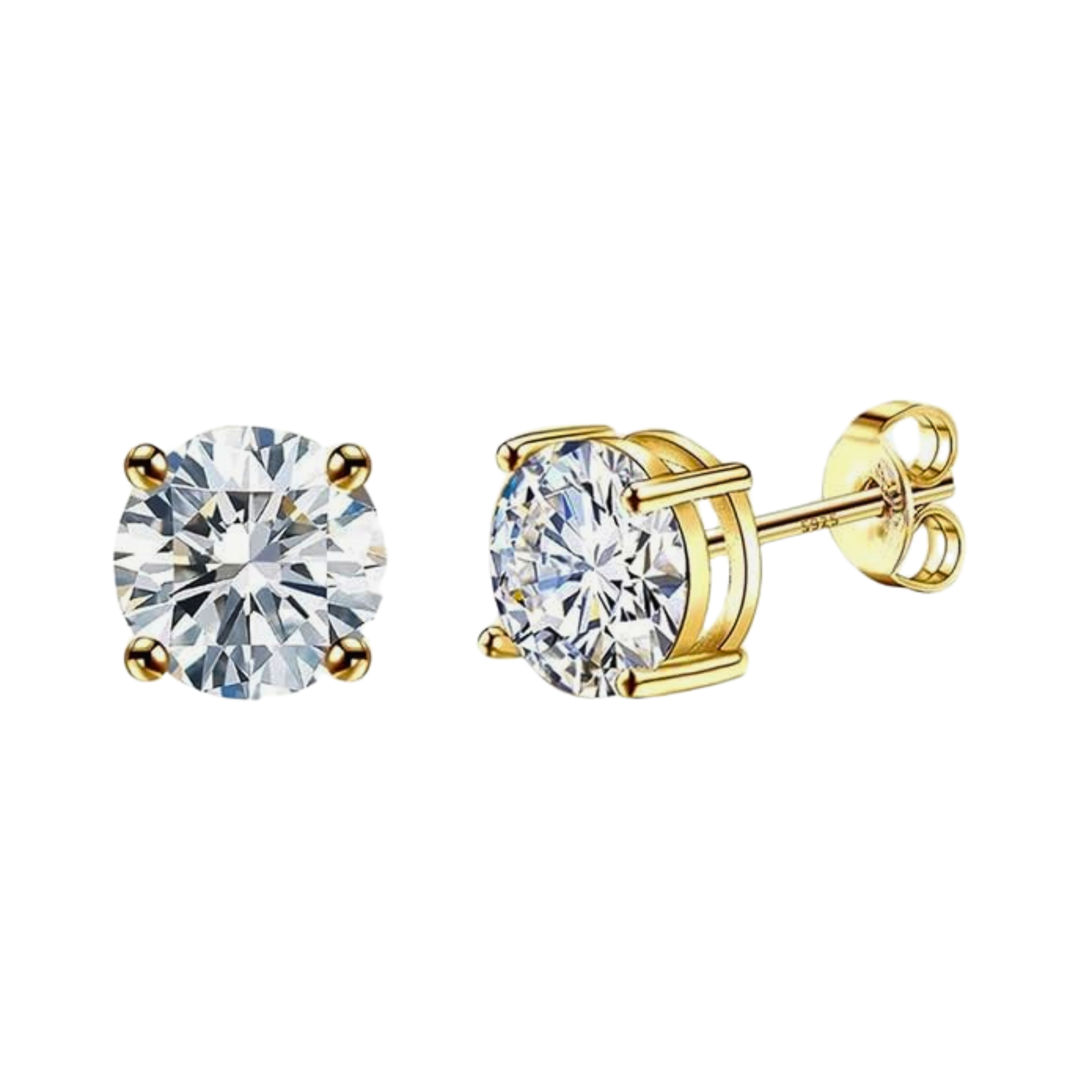 10 Pairs - S925 Sterling Silver CZ Stud Earrings 14K Yellow Gold Plated 3.5mm|GCJSE083|UK SELLER