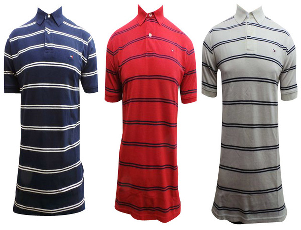 Joblot of 10 Mens Tommy Hilfiger Striped Polo Shirts Mixed Colours