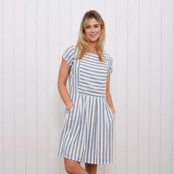 Wholesale Joblot of 11 Ladies Brakeburn Woven Stripe Dress: Size 10-16